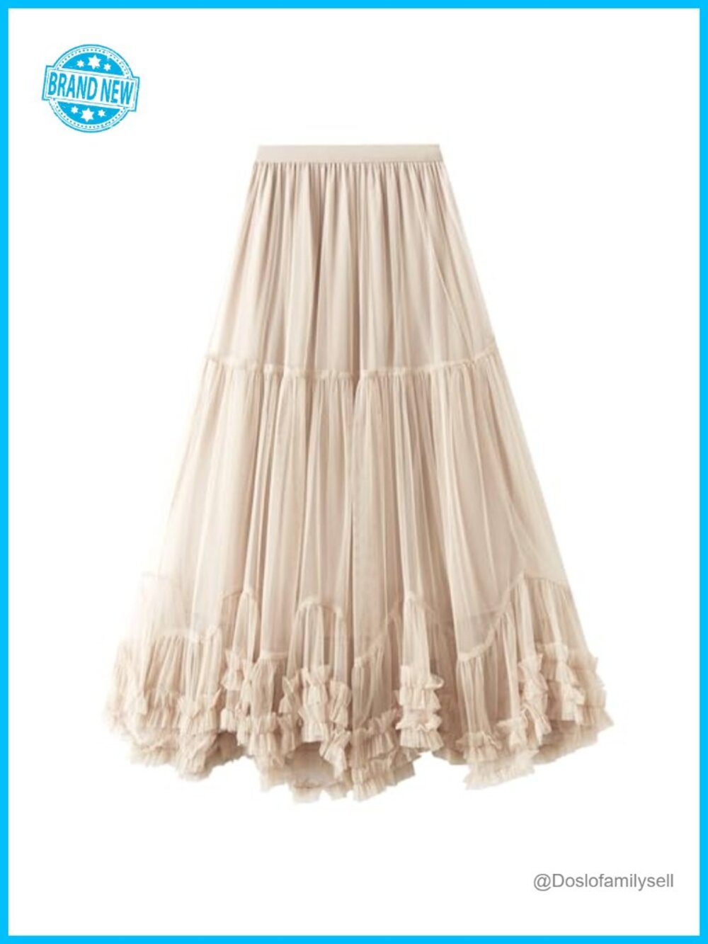 Women's Tiered Tulle Maxi Skirt A-Line Mesh Fairy Elastic Waist